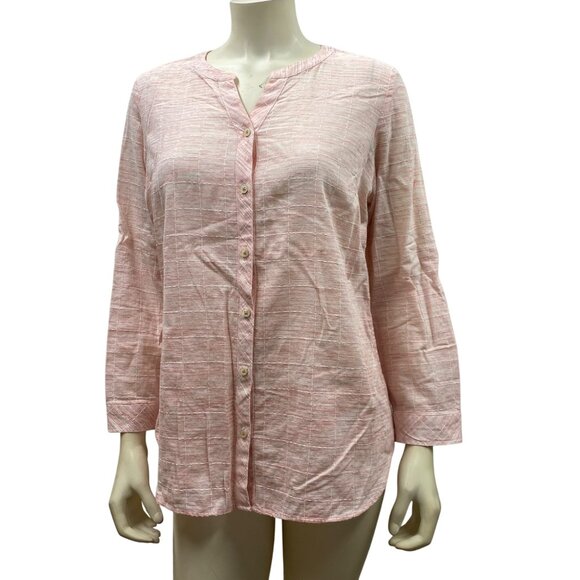 Talbots Petites Long Sleeve Pink Button-Up Blouse Women Size LP - Picture 2 of 6